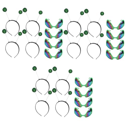 NOLITOY 12 Sätze Brillen-stirnband-set Grünes Stirnband Außerirdisches Stirnband Und Brille Untertasse Kostüm Alien-themenparty Alien-eye-sonnenbrille Halloween Dekorativ Plastik Green von NOLITOY