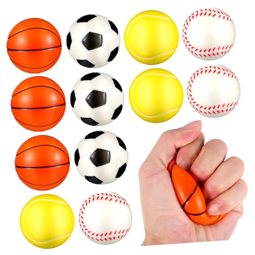 NOLITOY 12 Stück Kleine Stressbälle aus Flexiblem Pu Material Sport Motiv Basketball Fußball Baseball Tennis als Anti Stress Squeeze Erwachsene NOLITOY 12 Stück Kleine Stressbälle aus Flexiblem Pu Material Sport Motiv Basketball Fußball Baseball Tennis als Anti Stress Squeeze Erwachsene von NOLITOY
