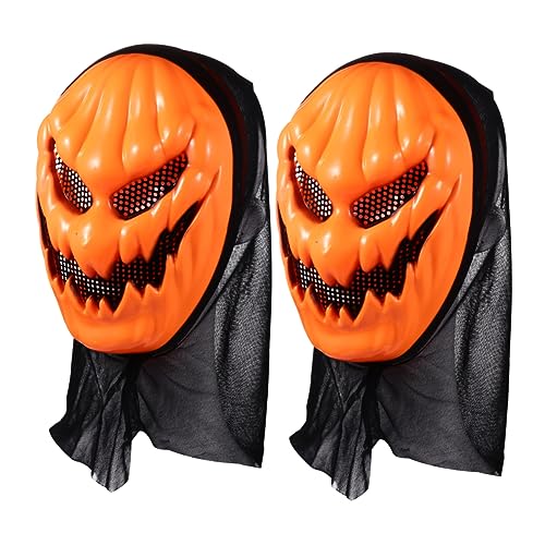 NOLITOY 2St Halloween Gaze Kürbis Maske Horror Scary Demon Maske Halloween-Kürbismasken aus Gaze Cosplay-Outfits orangefarbene Halloween-Kürbismaske Kostümmaske Grimasse Gesichtsmaske von NOLITOY