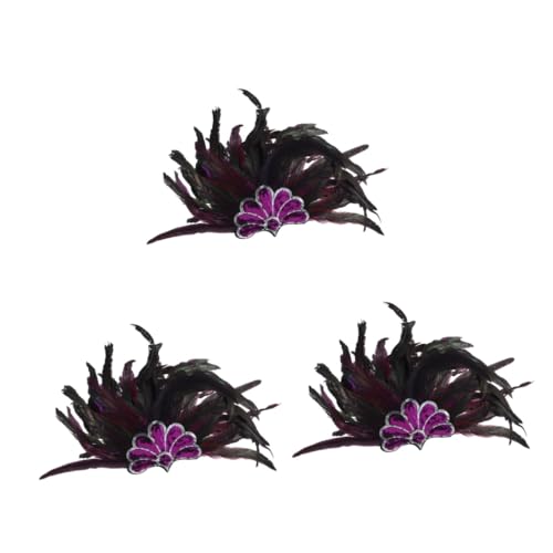 NOLITOY 3St Halloween-Kopfschmuck haarband mit federn Haarband für Hochzeit Kronenkopfschmuck Haarband für Party Stirnband Stirn Kopfschmuck Kopfbedeckungen für Erwachsene Violett von NOLITOY