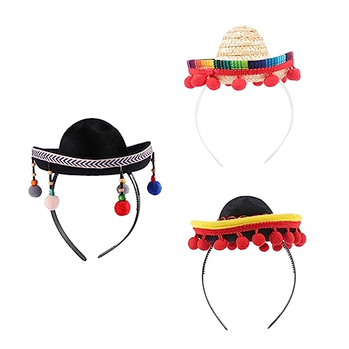 NOLITOY 3st Mexikanischer Hut Mexikanischer Haarschmuck Hut Für Kinder Stirnbänder Für Maskerade Kopfbedeckung Sombrero-hüte Für Kinder Mexikanisches Party-stirnband Kostüm Hüte Stoff von NOLITOY