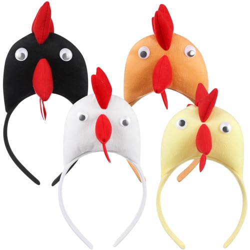 NOLITOY 4 Pcs Ostern Hühnchen -Stirnbänder Hahnstirnbandhaarief Für Ewigkeiten 3D -Haarband Animal Chick Dekoration Für Party Supply Osterkostüm von NOLITOY