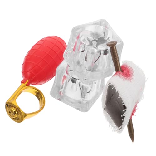 NOLITOY 4 Stück Teiliges Halloween Party Prank Set mit Realistischen Fake Nägeln im Finger Wassersprüh Ringen Täuschenden Eiswürfeln und Realistischen Insekten für Lustige Streiche und NOLITOY 4 Stück Teiliges Halloween Party Prank Set mit Realistischen Fake Nägeln im Finger Wassersprüh Ringen Täuschenden Eiswürfeln und Realistischen Insekten für Lustige Streiche und von NOLITOY