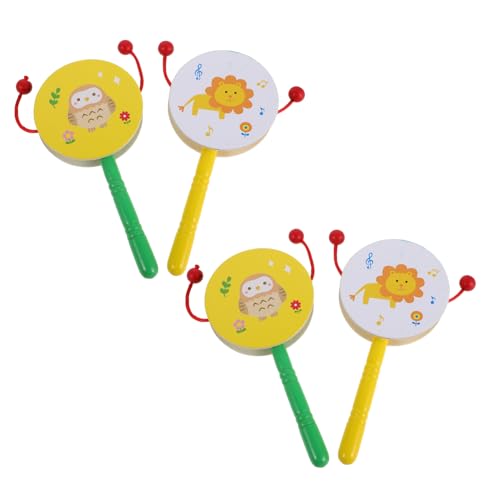 NOLITOY 4 Stück Teiliges Holz Rassel Set mit Handtrommel Montessori Spinnender Holz Maracas Kindgerechtes Tierdesign Löwe und Eule Pädagogisches Musikinstrument für Junge Mädchen NOLITOY 4 Stück Teiliges Holz Rassel Set mit Handtrommel Montessori Spinnender Holz Maracas Kindgerechtes Tierdesign Löwe und Eule Pädagogisches Musikinstrument für Junge Mädchen von NOLITOY