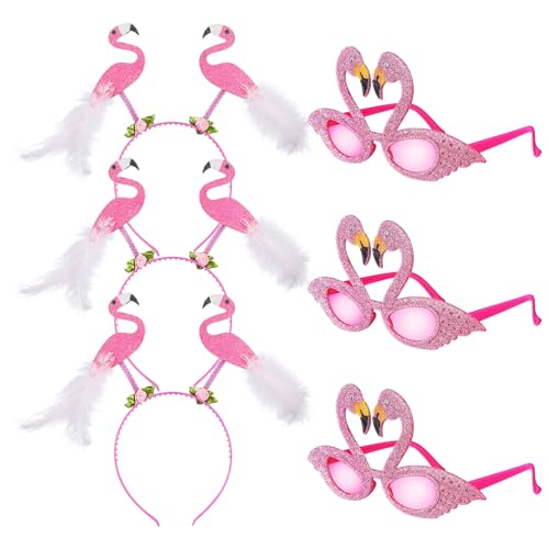 NOLITOY 5 Sätze Hawaii-Party-Outfit strandparty party haarreifen Flamingo-Kostümset Lustiges Stirnband Stirnbänder eine Sonnenbrille rosa Stirnband Flamingo-Partydekorationen Plastik von NOLITOY