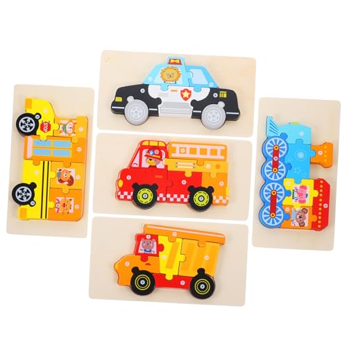NOLITOY 5 Sätze Teiliges Holzpuzzle Lernspielzeug für Feuerwehr Bus Zug Polizei und LKW Pädagogisches Puzzle Feinmotorik Hand Auge koordination und Kognitiven Fähigkeiten NOLITOY 5 Sätze Teiliges Holzpuzzle Lernspielzeug für Feuerwehr Bus Zug Polizei und LKW Pädagogisches Puzzle Feinmotorik Hand Auge koordination und Kognitiven Fähigkeiten von NOLITOY