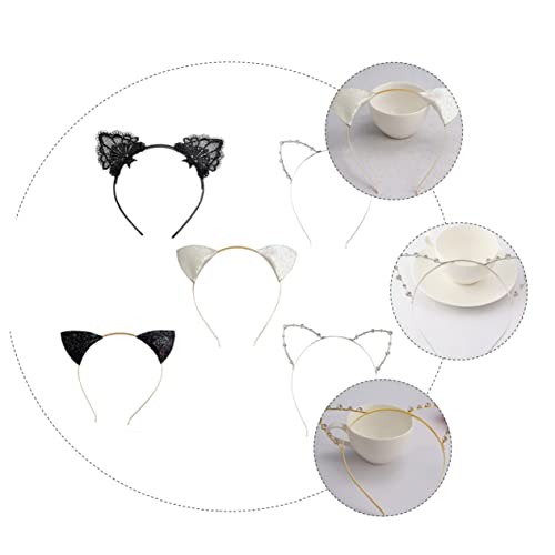 NOLITOY 5St Stirnband mit Katzenohren Haarband mit glänzenden Pailletten Haarband mit Katzenohren Spitze Ohr Haarband party haarreifen cat ears cosplay frauen stirnband Haarschmuck von NOLITOY