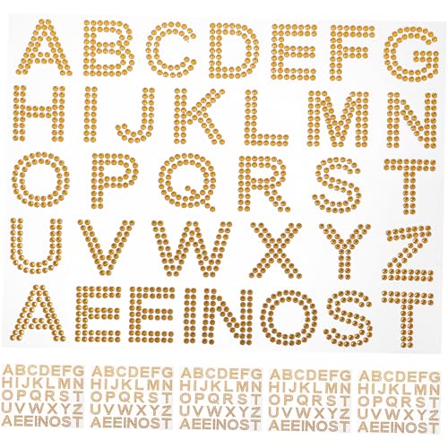 NOLITOY 6 Blätter Glitzernde Acryl Buchstaben Strasssteine Aufkleber Selbstklebend für Kleidung Taschen Handgemachte DIY Dekorationen Goldene Schmucksteine Textil Sticker NOLITOY 6 Blätter Glitzernde Acryl Buchstaben Strasssteine Aufkleber Selbstklebend für Kleidung Taschen Handgemachte DIY Dekorationen Goldene Schmucksteine Textil Sticker von NOLITOY