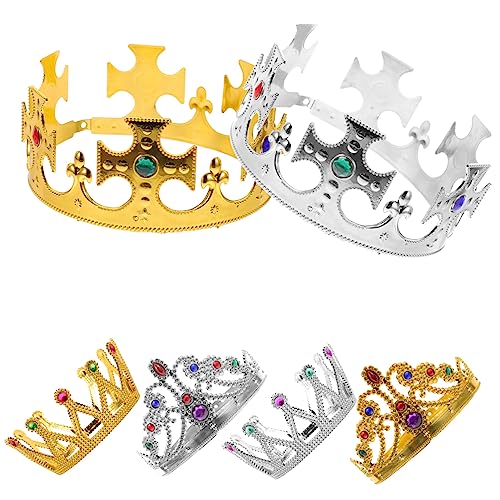 NOLITOY 6st Krone Stirnband Kopfschmuck Kronen-kuchenaufsatz Gold Krone Tortenaufsatz Prinzessinnenkostüm Geburtstagskrone Alles Zum Geburtstag-banner Kronenkind Königin Plastik von NOLITOY