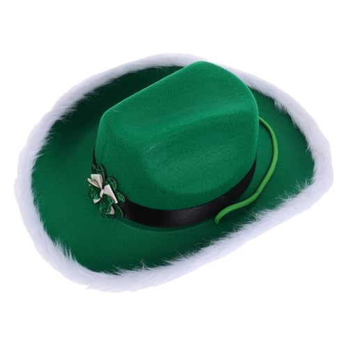 NOLITOY Grüne Beanie-mütze Mit Krawatte St. Patrick's Day Kostüm Cowboy-hut St Patricks Day Hut St Patrick Kostüm St. Patrick's Day Hut Stirnband Grüner Cowgirlhut Cowgirl-hut Stoff Green von NOLITOY