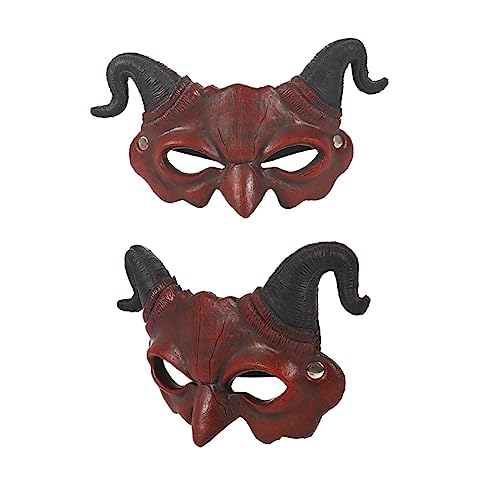 NOLITOY Gruselige Masken Maskerademaske Für Männer Geist Maskerade Masken Dämonenhörner-maske Half Face Requisiten Maskerade Party Cosplay Kopfschmuck Teufel Horn Halloween Mann von NOLITOY