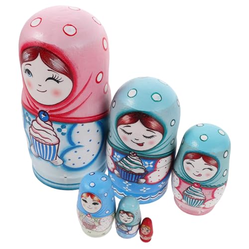 NOLITOY Handbemalte Russische Holz-nistpuppen Traditionelles Matrjoschka Set mit Höhe Langlebiges Kulturbewusstes Lernspielzeug für Familien Reisetauglich und Stapelbar NOLITOY Handbemalte Russische Holz-nistpuppen Traditionelles Matrjoschka Set mit Höhe Langlebiges Kulturbewusstes Lernspielzeug für Familien Reisetauglich und Stapelbar von NOLITOY