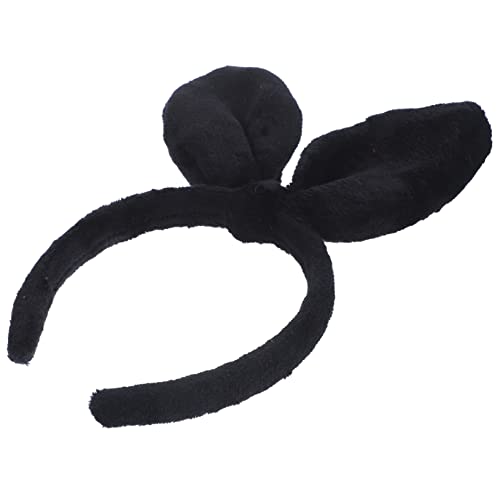 NOLITOY Hasenohr Stirnband Hase Plüsch Kaninchen Haarband für Verkleidungsparty Haarschmuck für süßes Outfit entzückendes Häschen-Stirnband Plüsch-Stirnband- Stoff Black von NOLITOY