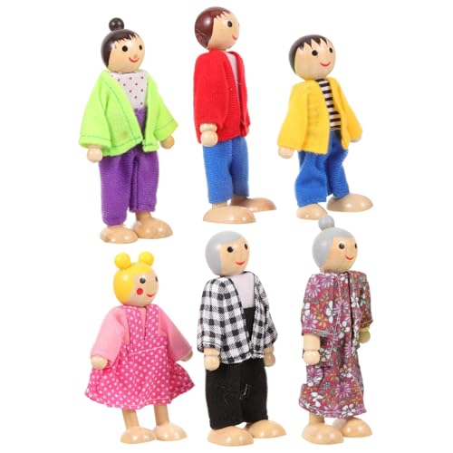 NOLITOY Holzfiguren Puppenfamilie Bewegliche Mini Puppen Spielset für Rollenspiel und Puppenhaus Dekoration NOLITOY Holzfiguren Puppenfamilie Bewegliche Mini Puppen Spielset für Rollenspiel und Puppenhaus Dekoration von NOLITOY