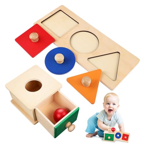 NOLITOY Montessori Holzspielzeug Teiliges Ballwurfbox und Geometrische Einlegeplatte für Kleinkinder Sichere Holzkonstruktion ohne Scharfe Kanten Fördert Objektpermanenz und Motorische NOLITOY Montessori Holzspielzeug Teiliges Ballwurfbox und Geometrische Einlegeplatte für Kleinkinder Sichere Holzkonstruktion ohne Scharfe Kanten Fördert Objektpermanenz und Motorische von NOLITOY
