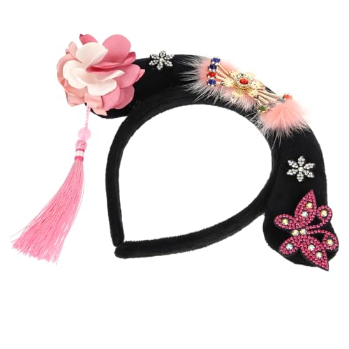 NOLITOY Palace Stirnband Mode Outfit Perlenstirnband Stirnbänder Frauen hallowe die chinesen fasching kopfschmuck chinesisches kostüm stirnband chinesisches perücke stirnband Stoff Rosa von NOLITOY