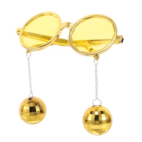 NOLITOY Partybrille Disco-ball-brille Disco-party-brille Lustige Brille Für Erwachsene Lustige Sonnenbrillen Für Frauen Disco-accessoires Damen Discokugel-zubehör Golden Plastik von NOLITOY