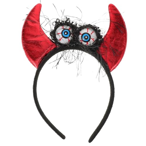 NOLITOY Teufelshörner Haarband, Augapfel Stirnband Teufelsohren Stirnband Cosplay Haarschmuck Augäpfel Prop für Halloween Eve Prop von NOLITOY