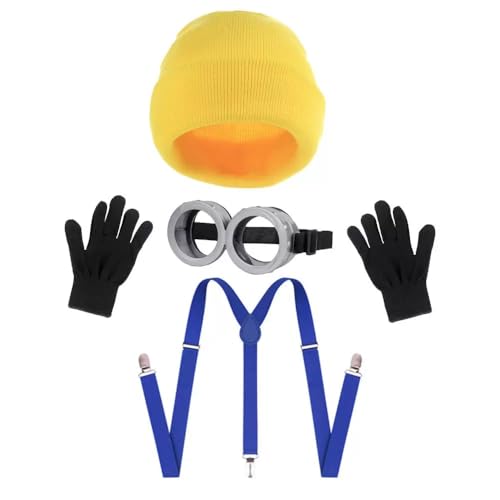 NOLLAM Karneval Kostüm Cosplay Kostüm Karneval Mütze Cosplay Brille Handschuhe Hosenträger Karneval Kostüm Damen Karneval Kostüm Herren Kinder (B) von NOLLAM