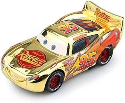 NOLLAM Pixar Cars 3 Lightning McQueen Jackson Storm Mater 01.55 Diecast Metal Alloy Model Car Toy Child Boy (Color : McQueen Gold) von NOLLAM