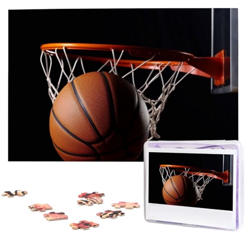 1000-teiliges Puzzle für Erwachsene, herausforderndes Puzzle für Spielabende, Geschenke, personalisiertes Bild, Basketball, benutzerdefiniertes Holzpuzzle für Familie, fertige Größe 74,9 x 50 cm von NONHAI