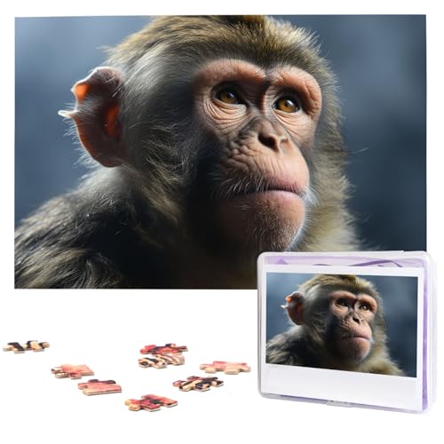 1000-teiliges Puzzle für Erwachsene, herausforderndes Puzzle für Spielabende, Geschenke, personalisiertes Bild, Puzzle, Affe, individuelles Holzpuzzle für Familie, fertige Größe 74,9 x 50 cm von NONHAI