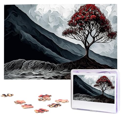 1000-teiliges Puzzle für Erwachsene, herausforderndes Puzzle für Spielabende, Geschenke, personalisiertes Bild, Puzzle, Baum und vulkanisches Holzpuzzle für Familie, fertige Größe 74,9 x 50 cm von NONHAI