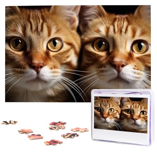 1000-teiliges Puzzle für Erwachsene, herausforderndes Puzzle für Spielabende, Geschenke, personalisiertes Bild, Puzzle, Katzen, individuelles Holzpuzzle für Familie, fertige Größe 74,9 x 50 cm von NONHAI