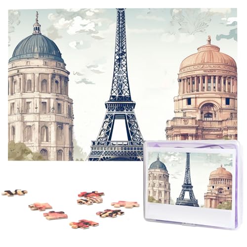 1000-teiliges Puzzle für Erwachsene, herausforderndes Puzzle für Spielabende, Geschenke, personalisiertes Bild, Puzzle, Paris-Sehenswürdigkeiten, Muster, benutzerdefiniertes Holzpuzzle für Familie, von NONHAI