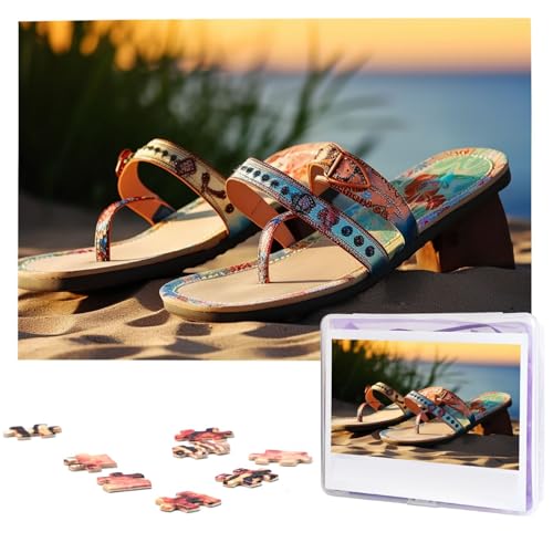 1000-teiliges Puzzle für Erwachsene, herausforderndes Puzzle für Spielabende, Geschenke, personalisiertes Bild, Puzzle, Sommer, Strand, Sandalen, individuelles Holzpuzzle für Familie, fertige Größe von NONHAI