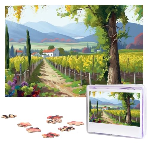 1000-teiliges Puzzle für Erwachsene, herausforderndes Puzzle für Spielabende, Geschenke, personalisiertes Bild, Puzzle, Weinberg, individuelles Holzpuzzle für Familie, fertige Größe 74,9 x 50 cm von NONHAI