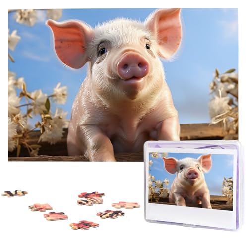 1000-teiliges Puzzle für Erwachsene, herausforderndes Puzzle für Spielabende, Geschenke, personalisiertes Bild, Puzzle, lustig, niedliches Schwein, individuelles Holzpuzzle für Familie, fertige Größe von NONHAI