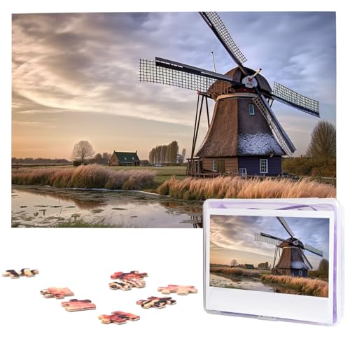 1000-teiliges Puzzle für Erwachsene, herausforderndes Puzzle für Spielabende, Geschenke, personalisiertes Bilderpuzzle, traditionelle Windmühle, benutzerdefiniertes Holzpuzzle für Familie, fertige von NONHAI