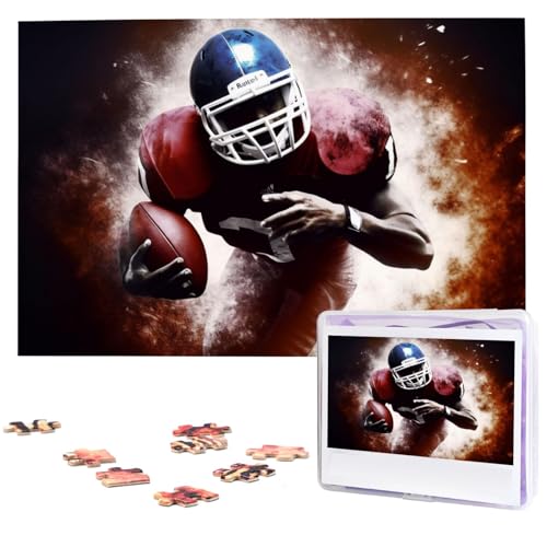 1000-teiliges Puzzle für Erwachsene, herausforderndes Puzzle für Spielabende, Geschenke, personalisiertes Bildpuzzle, American Football, benutzerdefiniertes Holzpuzzle für Familie, fertige Größe 74,9 von NONHAI