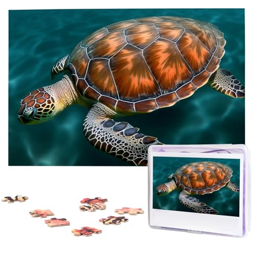 1000-teiliges Puzzle für Erwachsene, herausforderndes Puzzle für Spielabende, Geschenke, personalisiertes Bildpuzzle, Unterwasserschildkröte, benutzerdefiniertes Holzpuzzle für Familie, fertige Größe von NONHAI