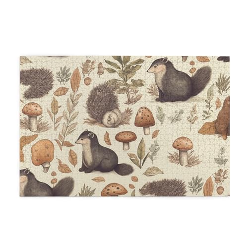 1000-teiliges Puzzle für Erwachsene, personalisiertes Bildpuzzle, Natur, schöner Igel, Eichhörnchen, Vögel, individuelles Holzpuzzle für Familie, Geburtstag, Hochzeit, Spielabende, Geschenke, 74,9 x von NONHAI