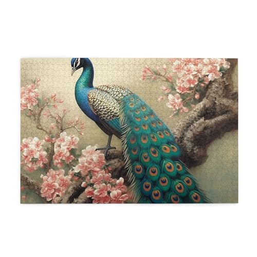 1000-teiliges Puzzle für Erwachsene, personalisiertes Bildpuzzle, orientalischer Pfau, individuelles Holzpuzzle für Familie, Geburtstag, Hochzeit, Spielabende, Geschenke, 74,9 x 50 cm von NONHAI