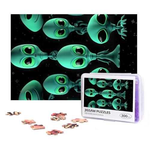 300-teiliges Puzzle für Erwachsene, herausforderndes Puzzle für Spielabende, Geschenke, personalisiertes Bild, Aliens, benutzerdefiniertes Holzpuzzle für Familie, fertige Größe 38,1 x 25,9 cm von NONHAI