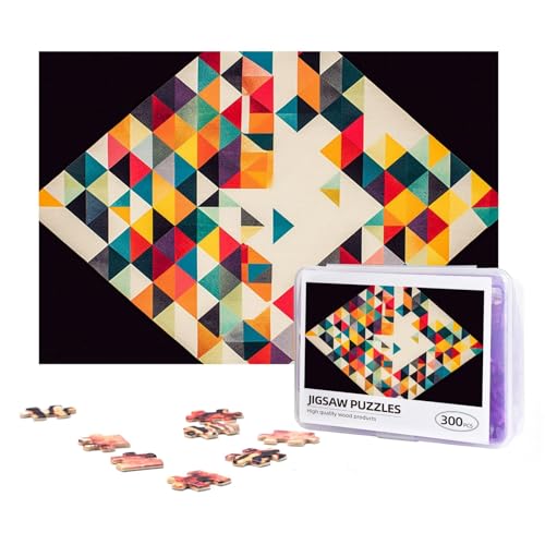 300-teiliges Puzzle für Erwachsene, herausforderndes Puzzle für Spielabende, Geschenke, personalisiertes Bild, Dreieck, geometrisches Holzpuzzle für Familie, fertige Größe 38,1 x 25,9 cm von NONHAI