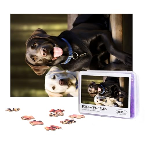 300-teiliges Puzzle für Erwachsene, herausforderndes Puzzle für Spielabende, Geschenke, personalisiertes Bild, Labrador, benutzerdefiniertes Holzpuzzle für Familie, fertige Größe 38,1 x 25,9 cm von NONHAI