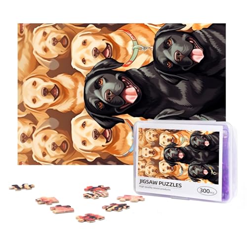 300-teiliges Puzzle für Erwachsene, herausforderndes Puzzle für Spielabende, Geschenke, personalisiertes Bild, Labrador Retriever, Hunde, individuelles Holzpuzzle für Familie, fertige Größe 38,1 x von NONHAI