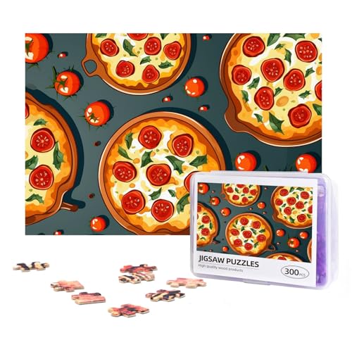 300-teiliges Puzzle für Erwachsene, herausforderndes Puzzle für Spielabende, Geschenke, personalisiertes Bild, Pizza, Lebensmittel, benutzerdefiniertes Holzpuzzle für Familie, fertige Größe 38,1 x von NONHAI