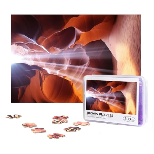 300-teiliges Puzzle für Erwachsene, herausforderndes Puzzle für Spielabende, Geschenke, personalisiertes Bild, Puzzle, Antelope Canyon, benutzerdefiniertes Holzpuzzle für Familie, fertige Größe 38,1 x von NONHAI