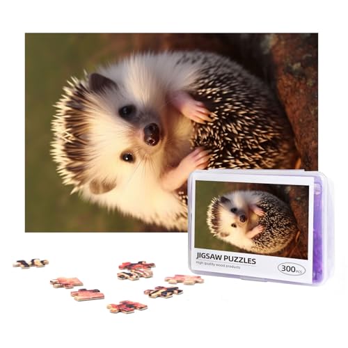 300-teiliges Puzzle für Erwachsene, herausforderndes Puzzle für Spielabende, Geschenke, personalisiertes Bild, Puzzle, Baby-Igel, benutzerdefiniertes Holzpuzzle für Familie, fertige Größe 38,1 x 25,9 von NONHAI