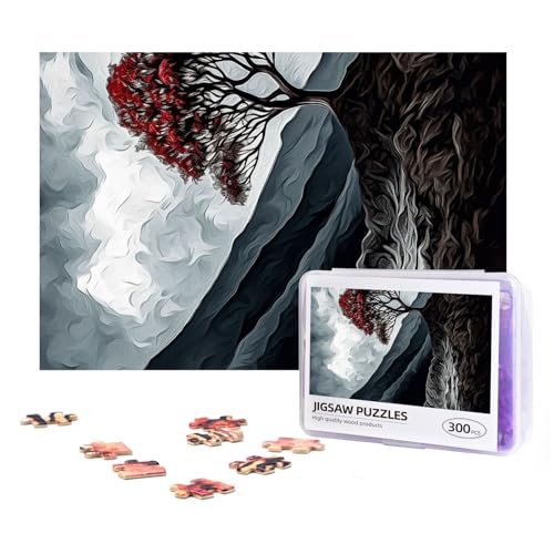 300-teiliges Puzzle für Erwachsene, herausforderndes Puzzle für Spielabende, Geschenke, personalisiertes Bild, Puzzle, Baum und vulkanisches Holzpuzzle für Familie, fertige Größe 38,1 x 25,9 cm von NONHAI