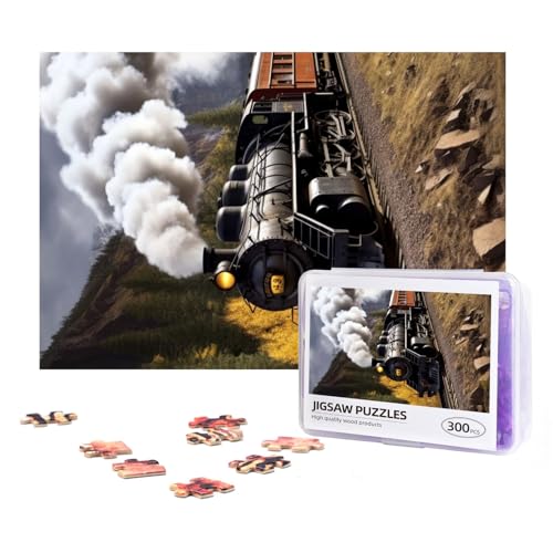 300-teiliges Puzzle für Erwachsene, herausforderndes Puzzle für Spielabende, Geschenke, personalisiertes Bild, Puzzle, Dampflokomotive, Zug, benutzerdefiniertes Holzpuzzle für Familie, fertige Größe von NONHAI