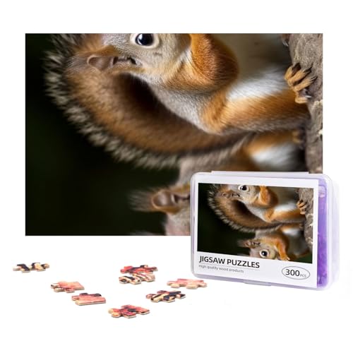 300-teiliges Puzzle für Erwachsene, herausforderndes Puzzle für Spielabende, Geschenke, personalisiertes Bild, Puzzle, Eichhörnchen, Tier, benutzerdefiniertes Holzpuzzle für Familie, fertige Größe von NONHAI