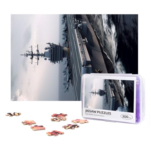 300-teiliges Puzzle für Erwachsene, herausforderndes Puzzle für Spielabende, Geschenke, personalisiertes Bild, Puzzle, Flugzeugträger, individuelles Holzpuzzle für Familie, fertige Größe 38,1 x 25,9 von NONHAI