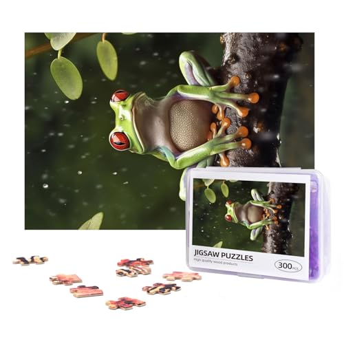 300-teiliges Puzzle für Erwachsene, herausforderndes Puzzle für Spielabende, Geschenke, personalisiertes Bild, Puzzle, Frieden, Baumfrosch, individuelles Holzpuzzle für Familie, fertige Größe 38,1 x von NONHAI