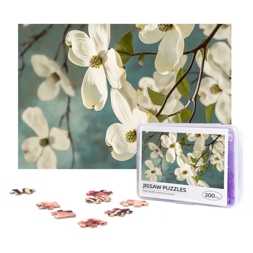 300-teiliges Puzzle für Erwachsene, herausforderndes Puzzle für Spielabende, Geschenke, personalisiertes Bild, Puzzle, Frühlingspuzzle, Hartriegelblüten, individuelles Holzpuzzle für Familie, fertige von NONHAI